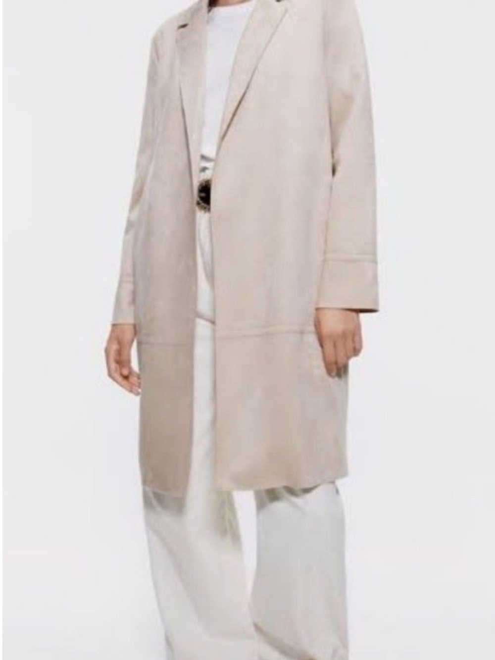 Zara Light Beige Longline Trench Coat